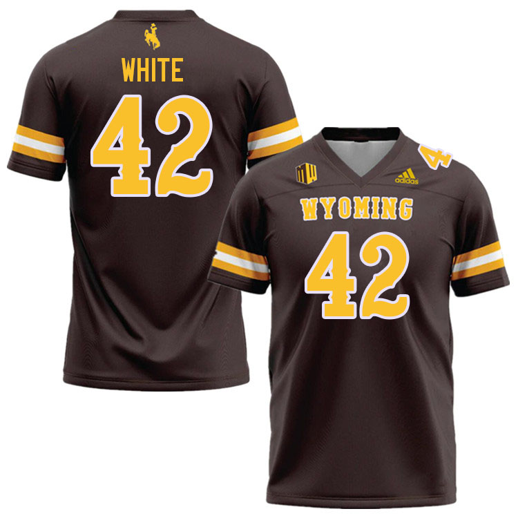 Wyoming Cowboys #42 Isaac White College Football Jerseys Stitched Sale-Brown
